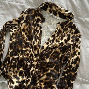 Zara satin button down leopard top